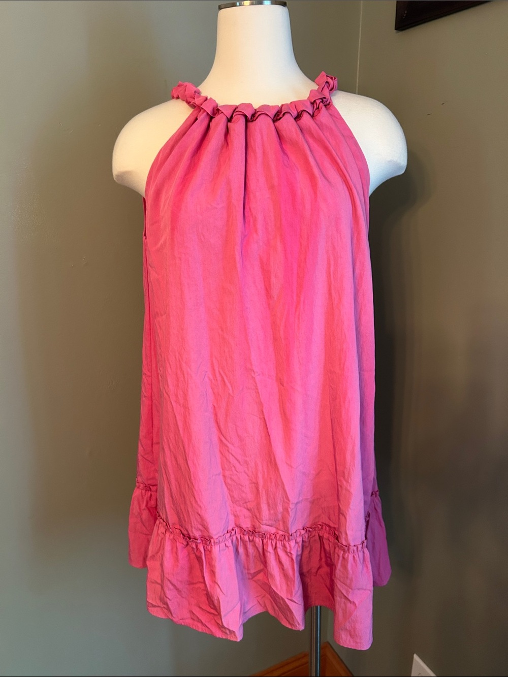 Pink Ruffled Halter Dress